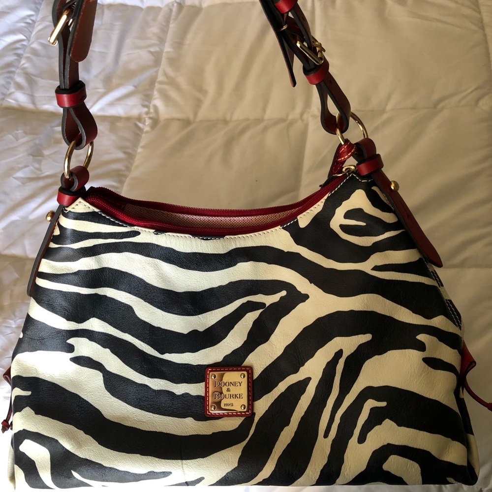 Dooney & Bourke Zebra Print handbag with Red Trim - Picture 6 of 10